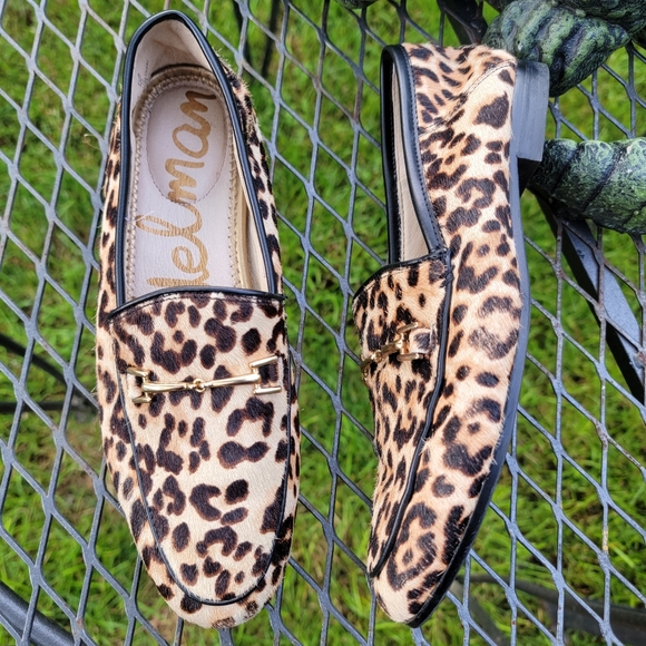 Sam Edelman Loraine Leopard Print Calf Hair Flat Horse Bit Loafers Size 6 - Picture 2 of 10